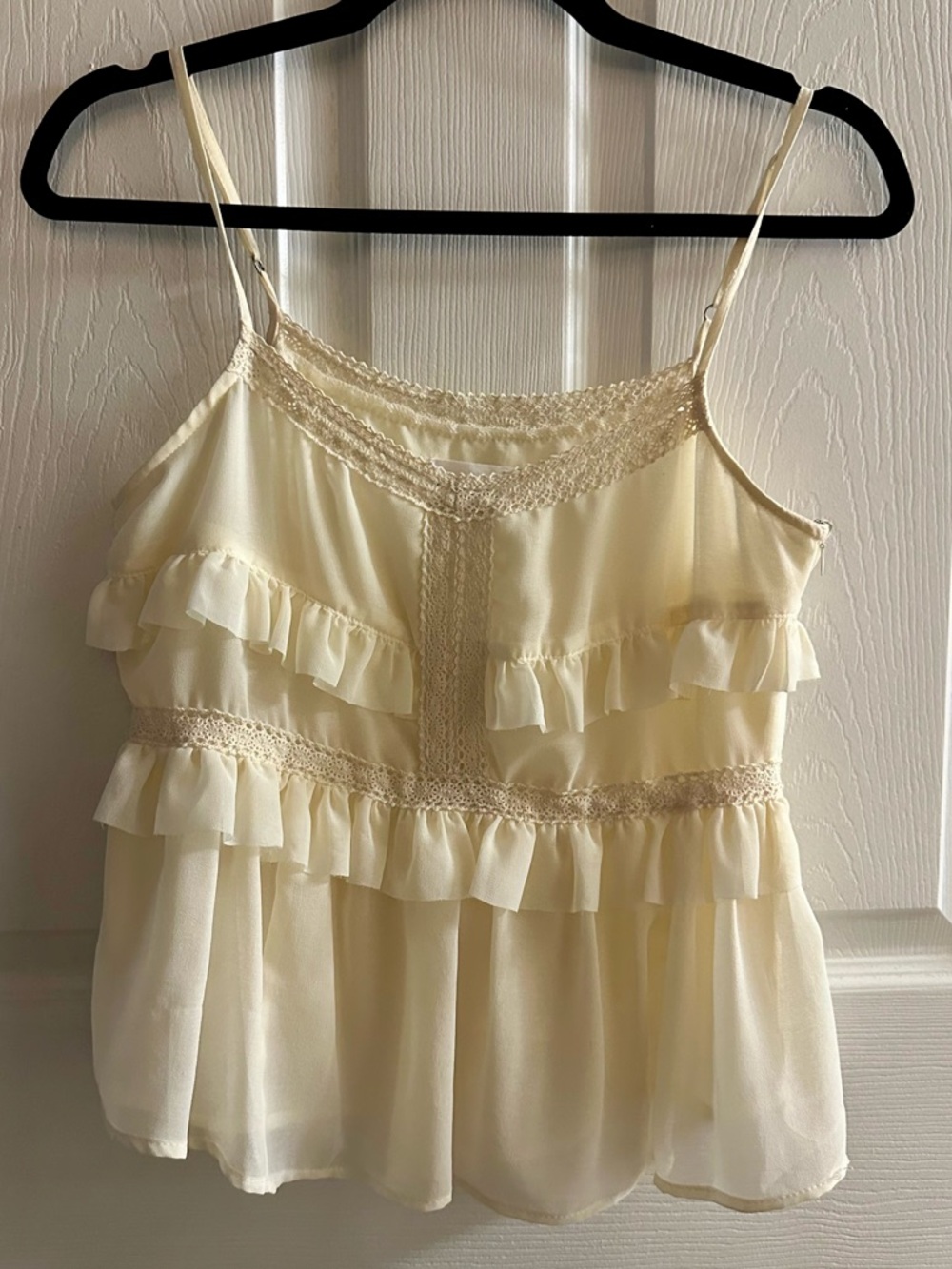 Olive & Oak Cream Ruffle Lace-Trim Top